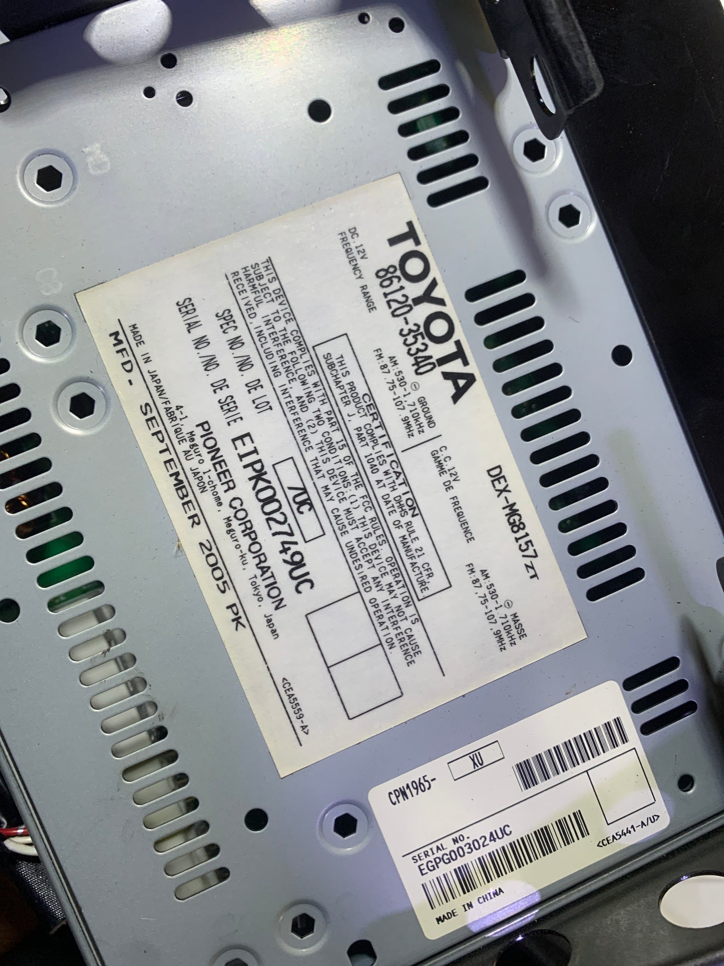 Radio Reproductor Toyota 4Runner 2003 2009 Original