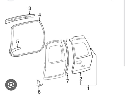 Moldura Goma de Puerta Area de Carga Chevrolet Suburban 2002
